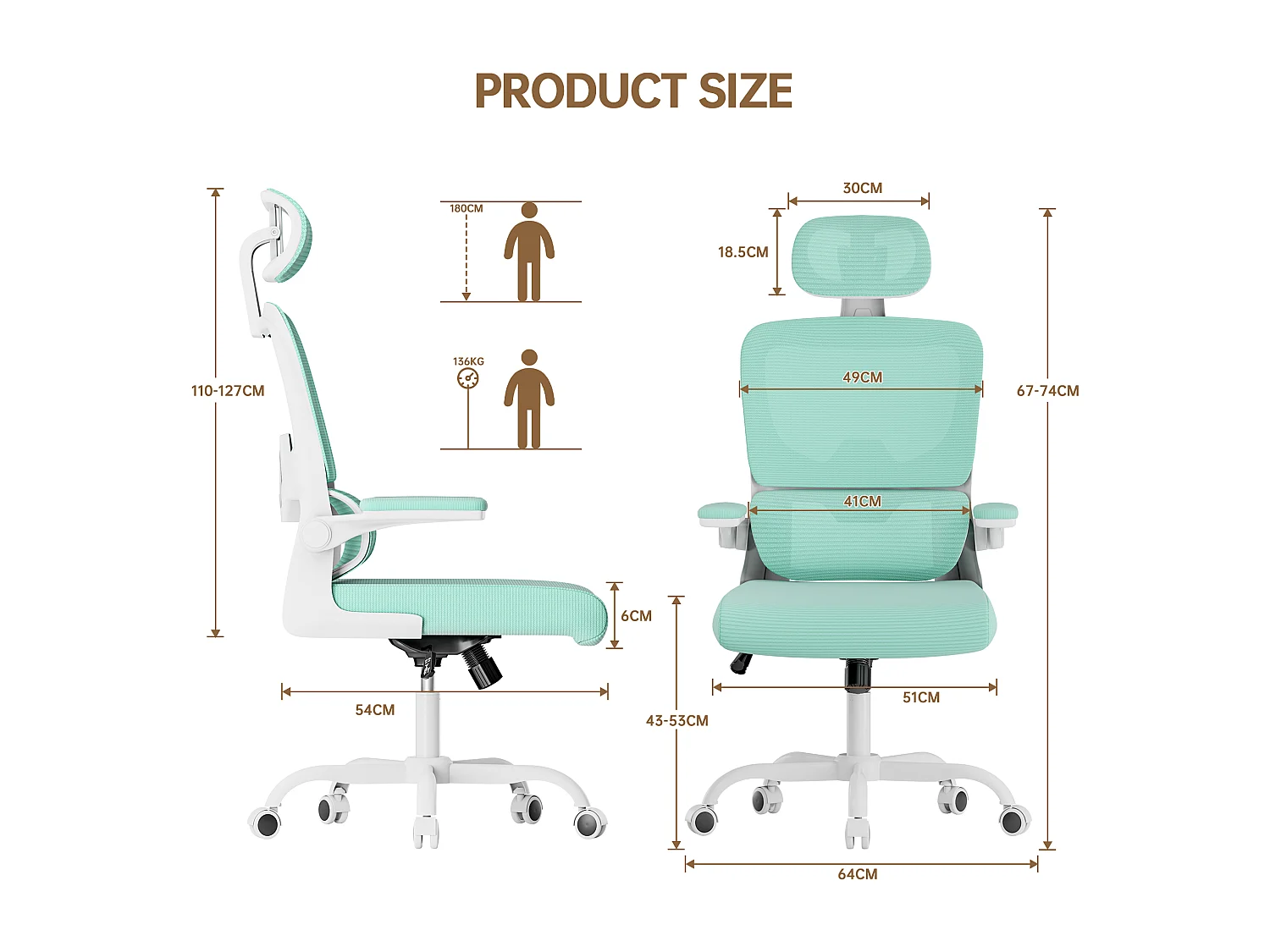 Fauteuil de bureau pivotant avec fonction balancelle pour le bureau à domicile