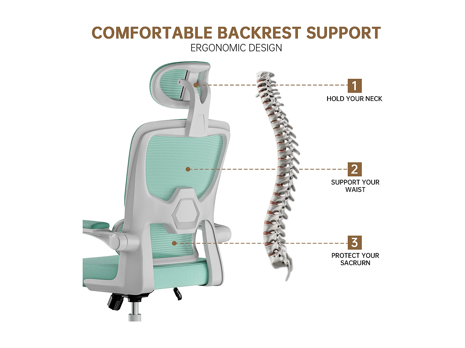 Fauteuil de bureau pivotant avec fonction balancelle pour le bureau à domicile