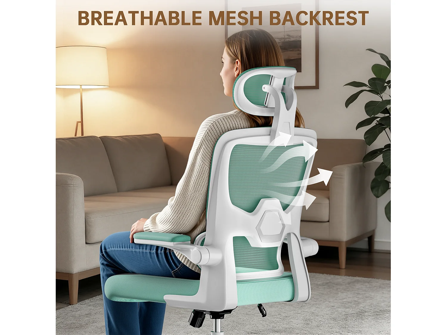 Fauteuil de bureau pivotant avec fonction balancelle pour le bureau à domicile