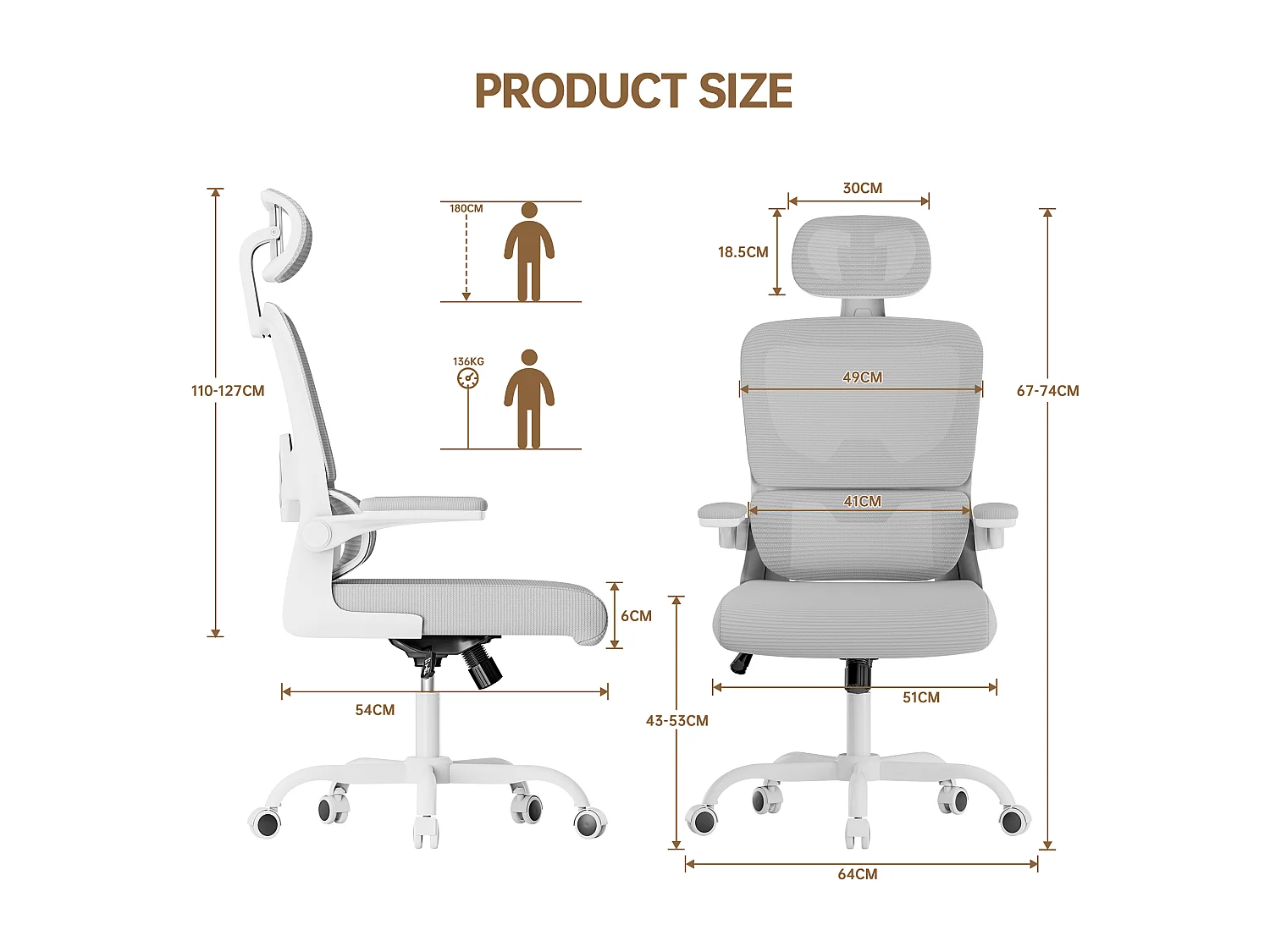 Fauteuil de bureau pivotant avec fonction balancelle pour le bureau à domicile