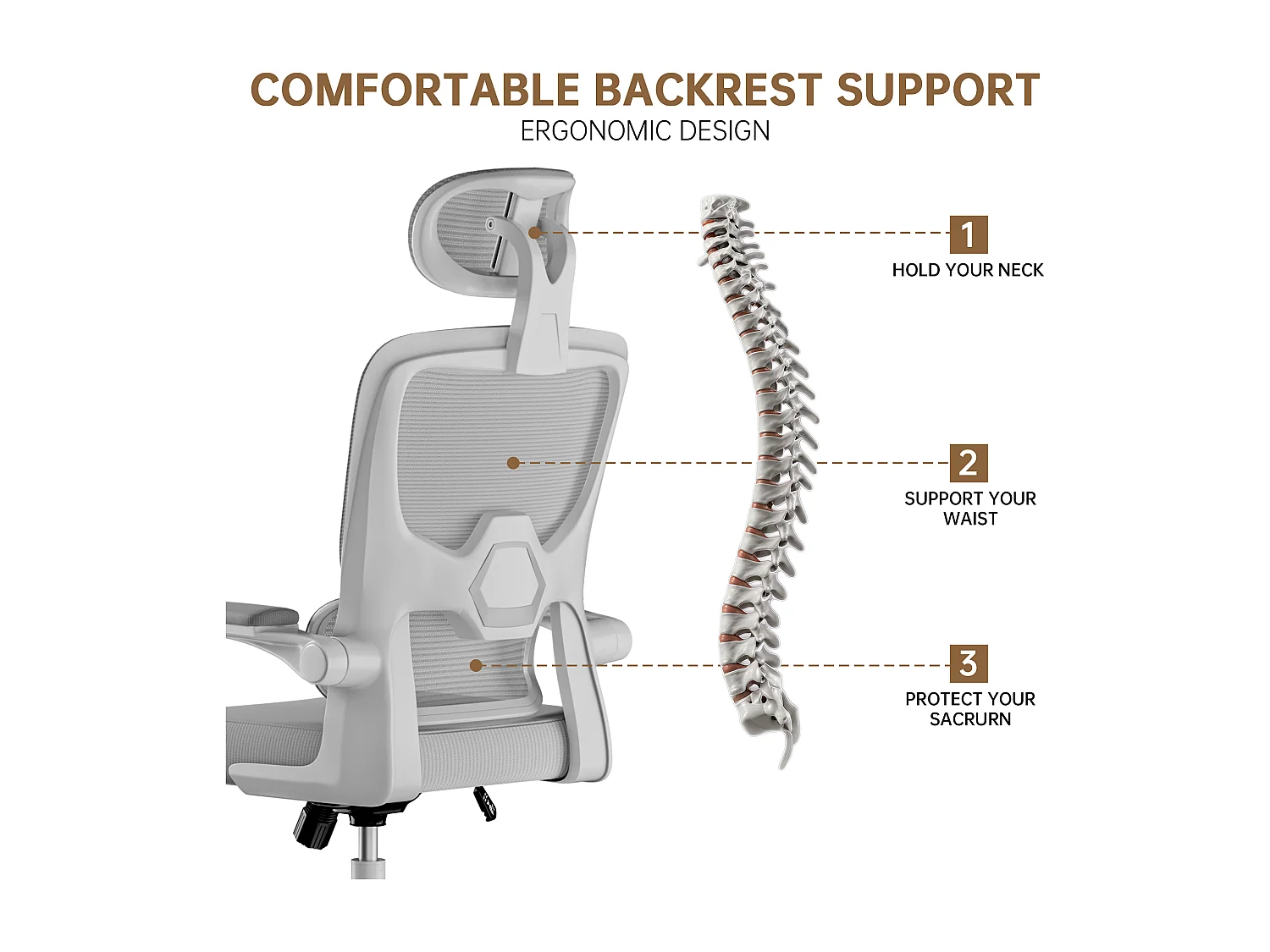 Fauteuil de bureau pivotant avec fonction balancelle pour le bureau à domicile
