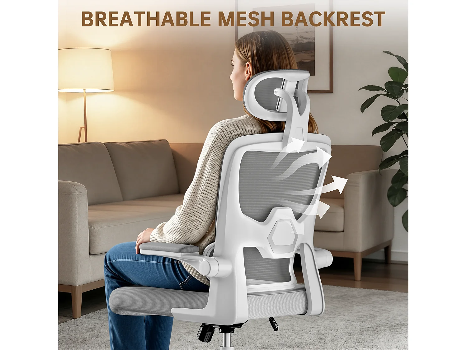 Fauteuil de bureau pivotant avec fonction balancelle pour le bureau à domicile