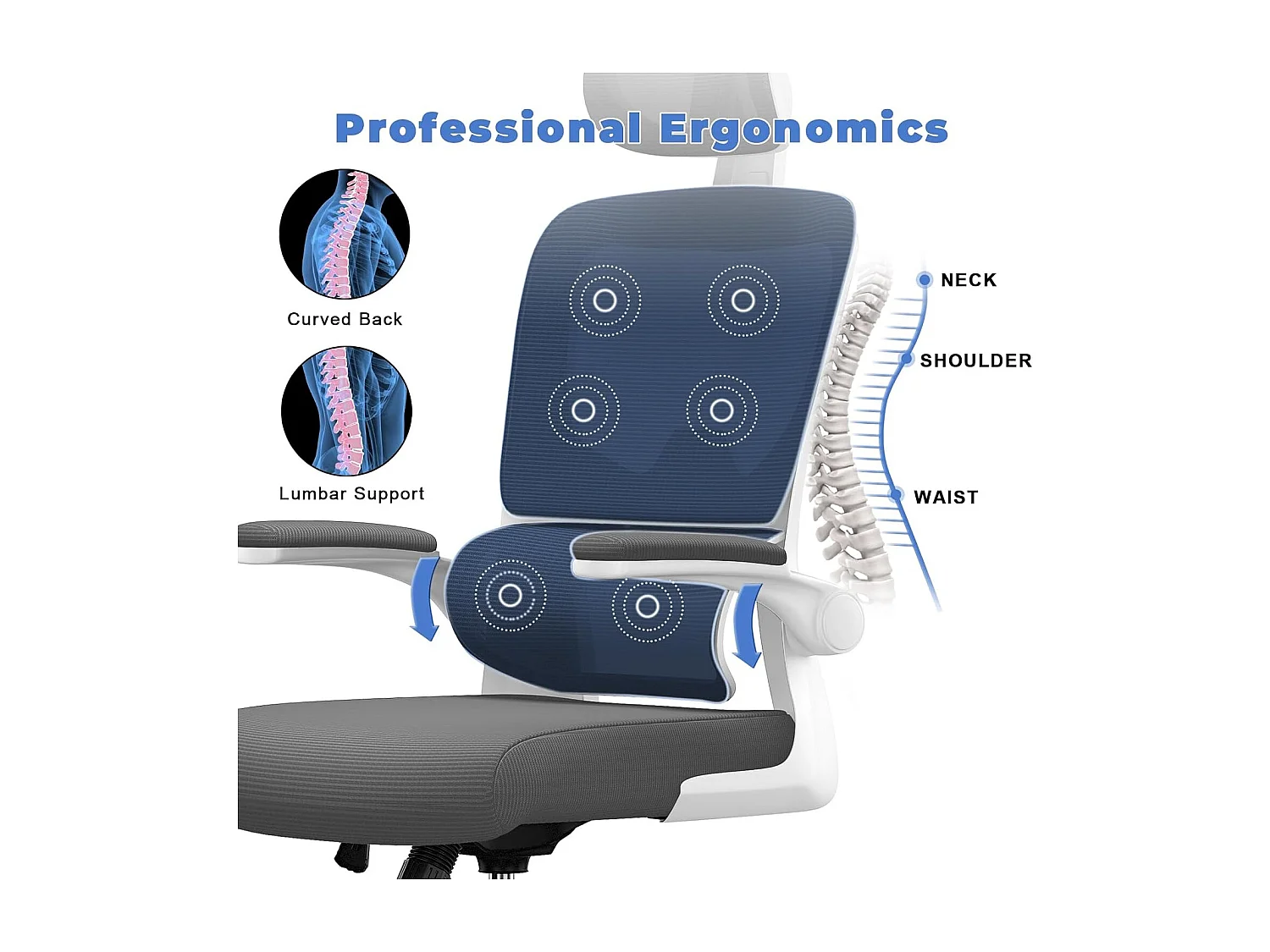 Fauteuil de bureau pivotant avec fonction balancelle pour le bureau à domicile