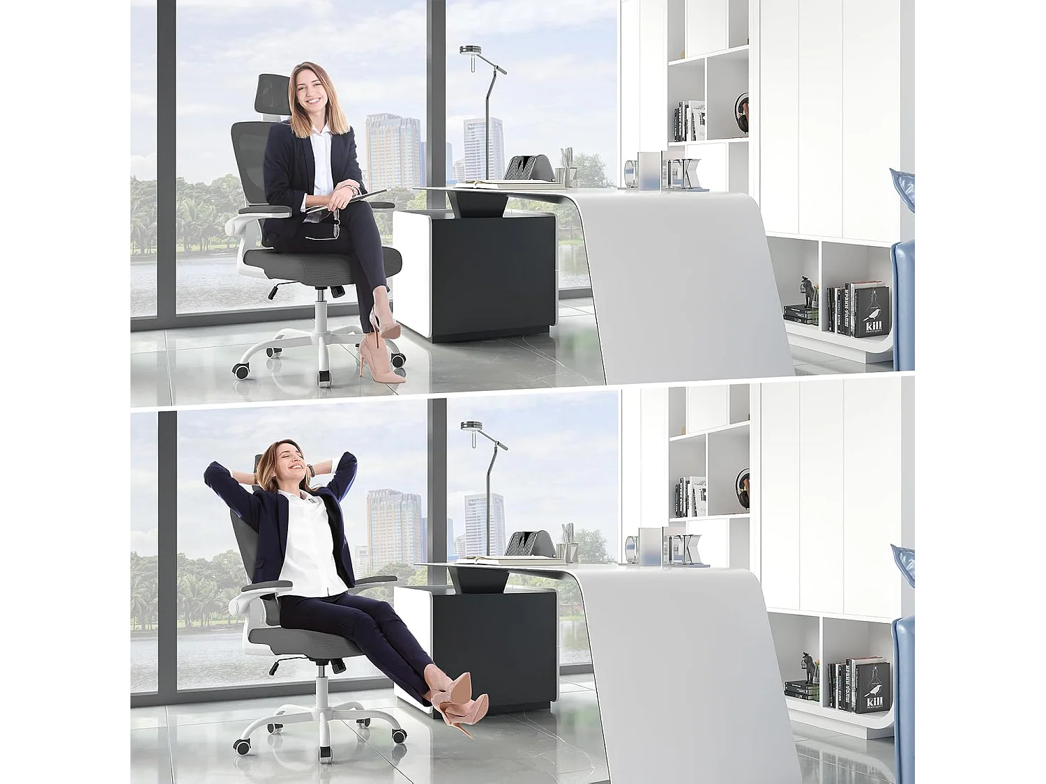 Fauteuil de bureau pivotant avec fonction balancelle pour le bureau à domicile