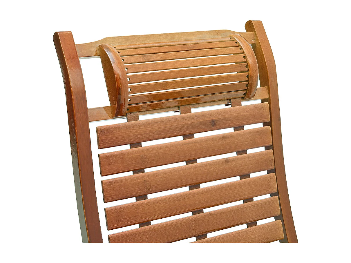 Bamboo Foldable Rocking Chair with Massage Footrest - Brown