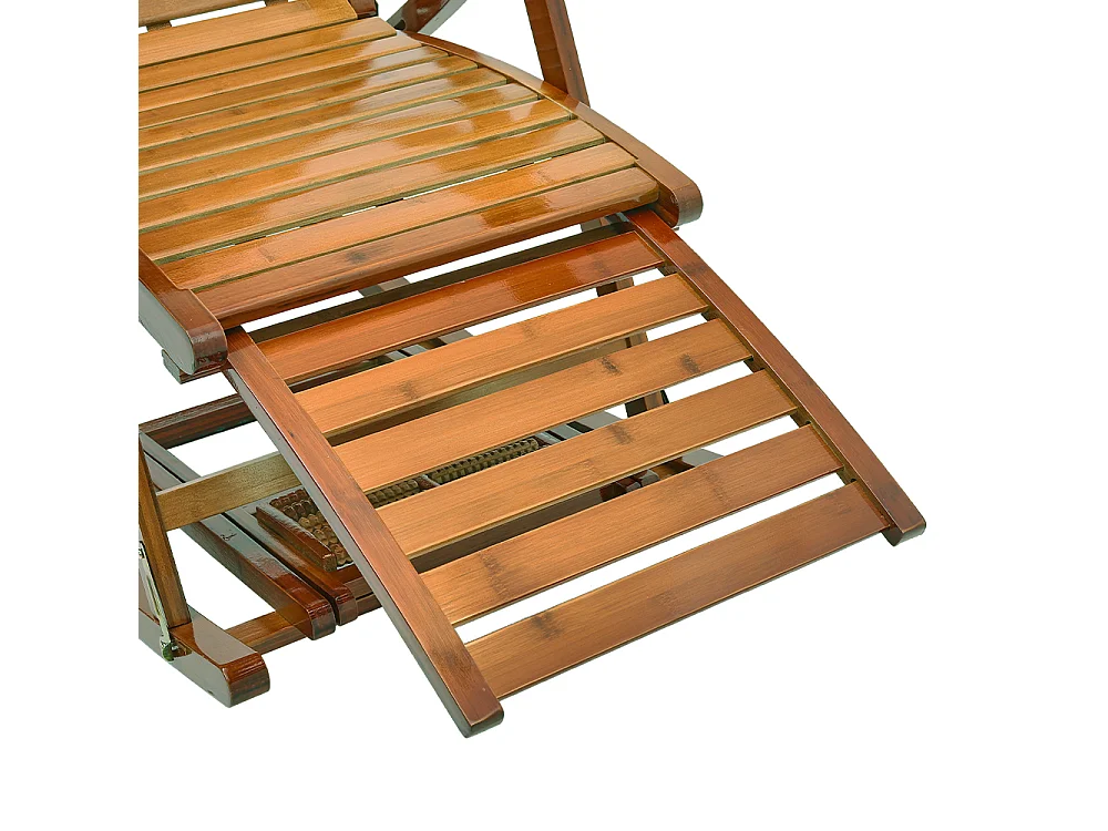 Bamboo Foldable Rocking Chair with Massage Footrest - Brown