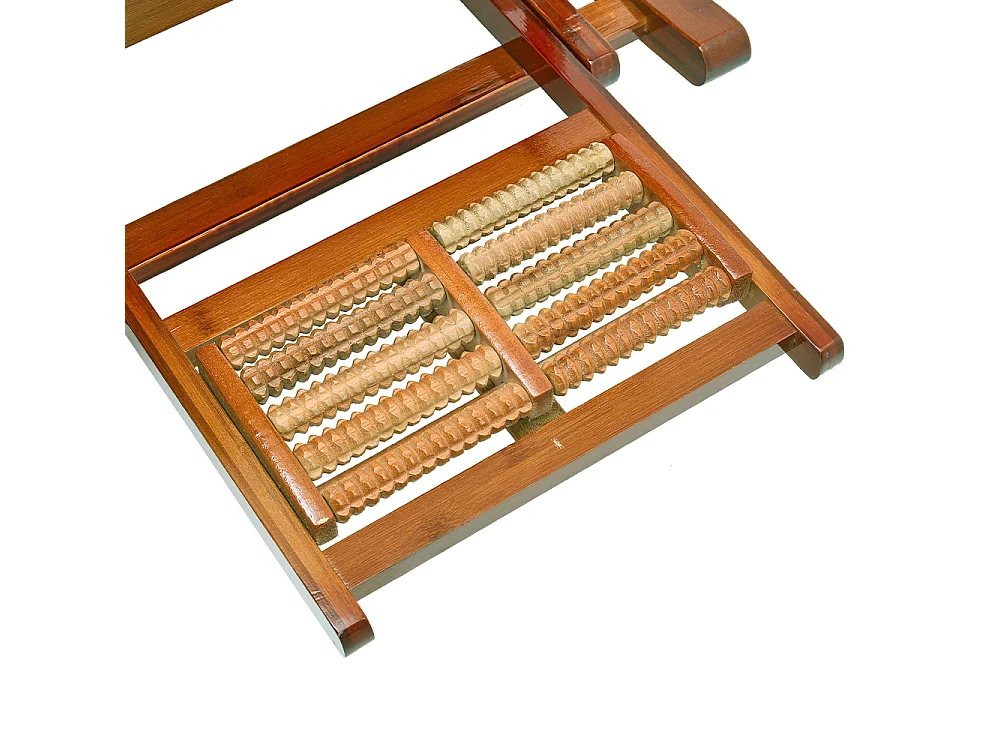 Bamboo Foldable Rocking Chair with Massage Footrest - Brown