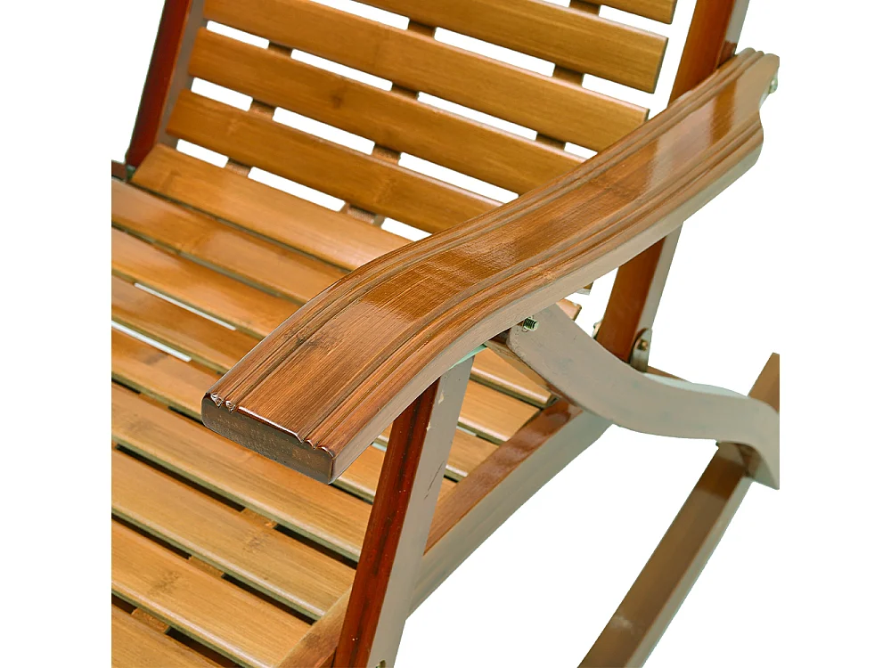 Bamboo Foldable Rocking Chair with Massage Footrest - Brown