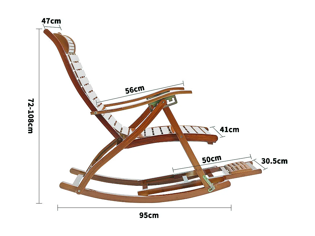 Bamboo Foldable Rocking Chair with Massage Footrest - Brown