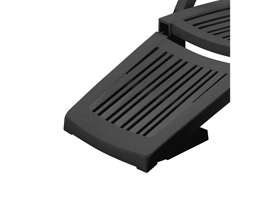 Black Outdoor Plastic Folding Sun Lounger with Wheels
