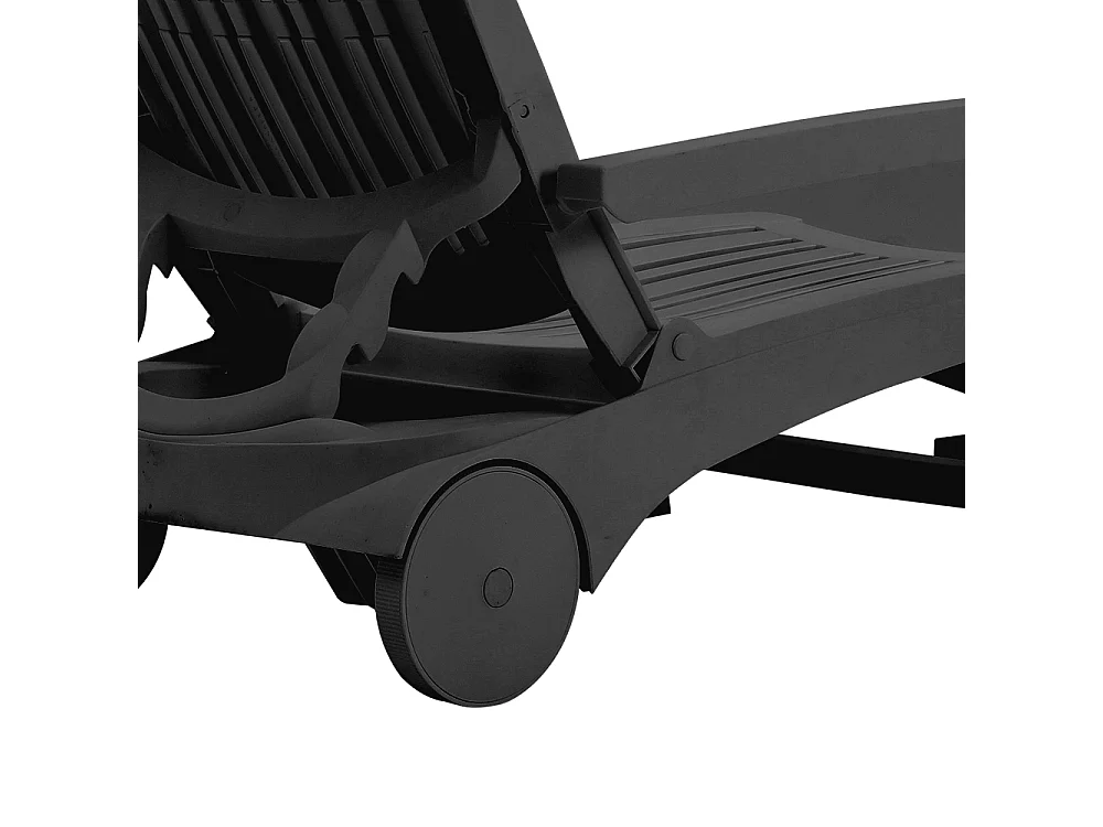 Black Outdoor Plastic Folding Sun Lounger with Wheels