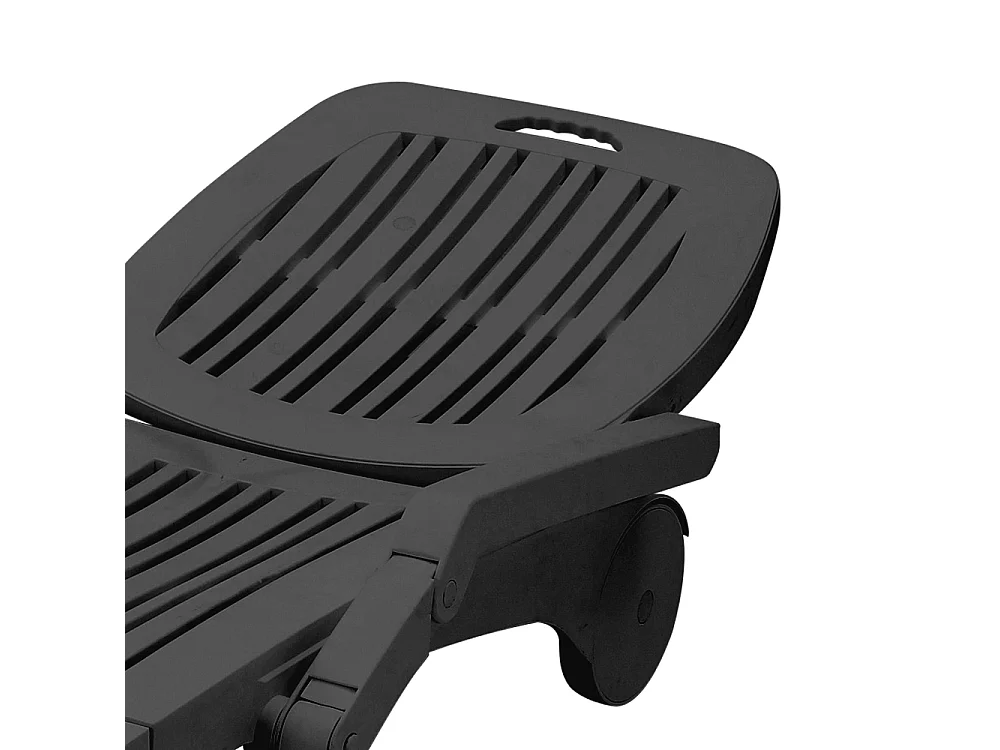 Black Outdoor Plastic Folding Sun Lounger with Wheels