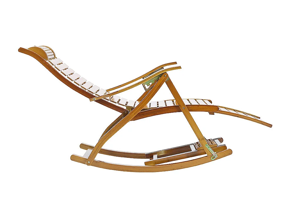 Bamboo Foldable Rocking Chair with Massage Footrest - Natural