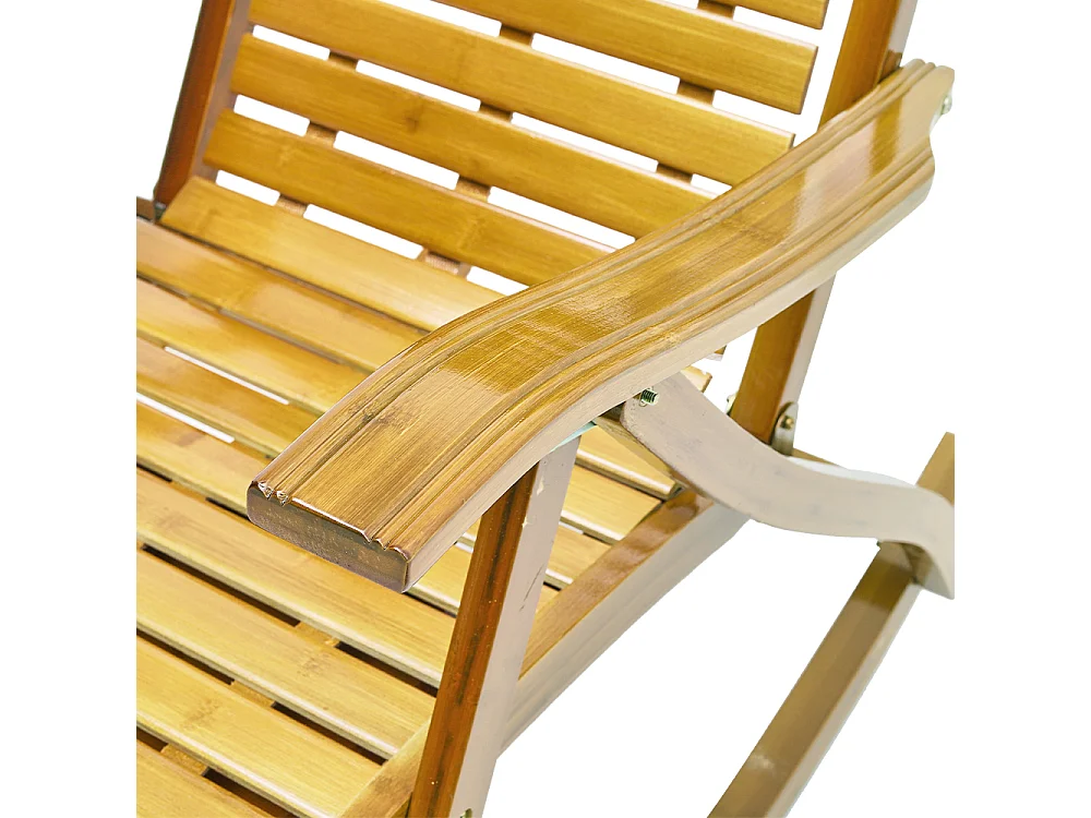 Bamboo Foldable Rocking Chair with Massage Footrest - Natural