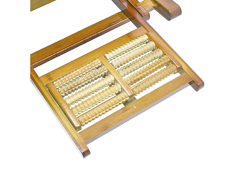 Bamboo Foldable Rocking Chair with Massage Footrest - Natural