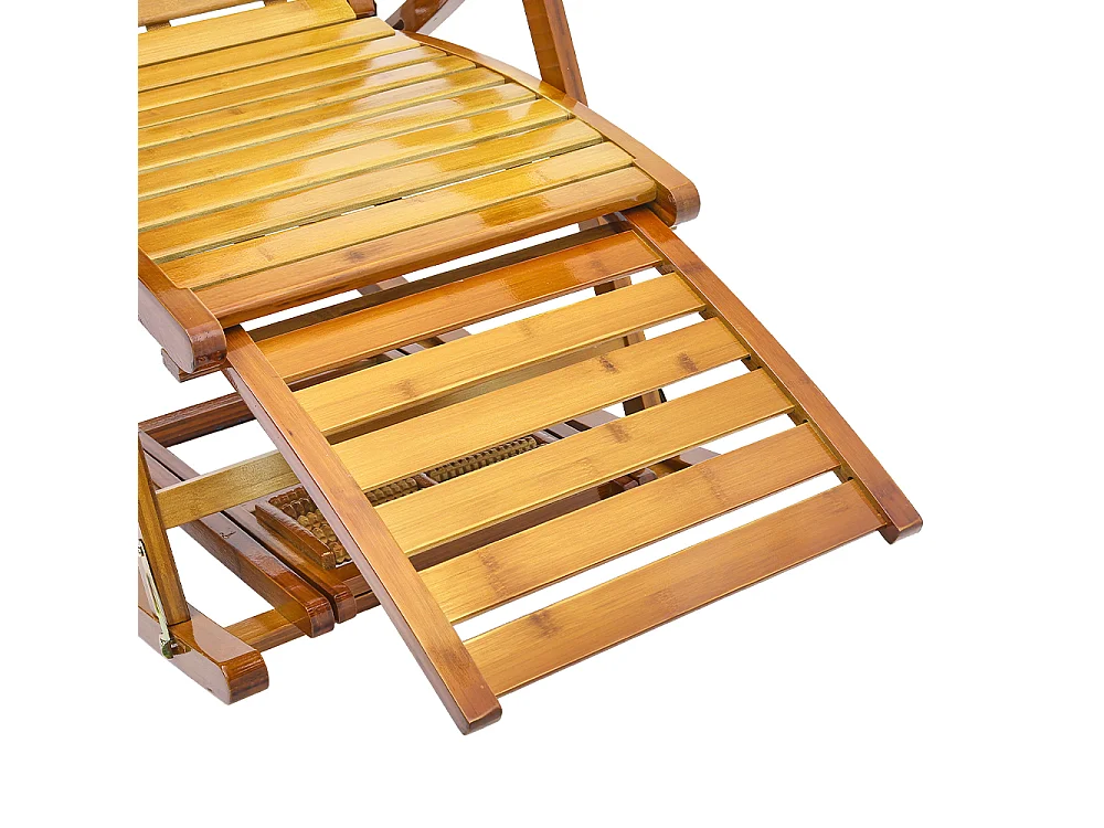 Bamboo Foldable Rocking Chair with Massage Footrest - Natural