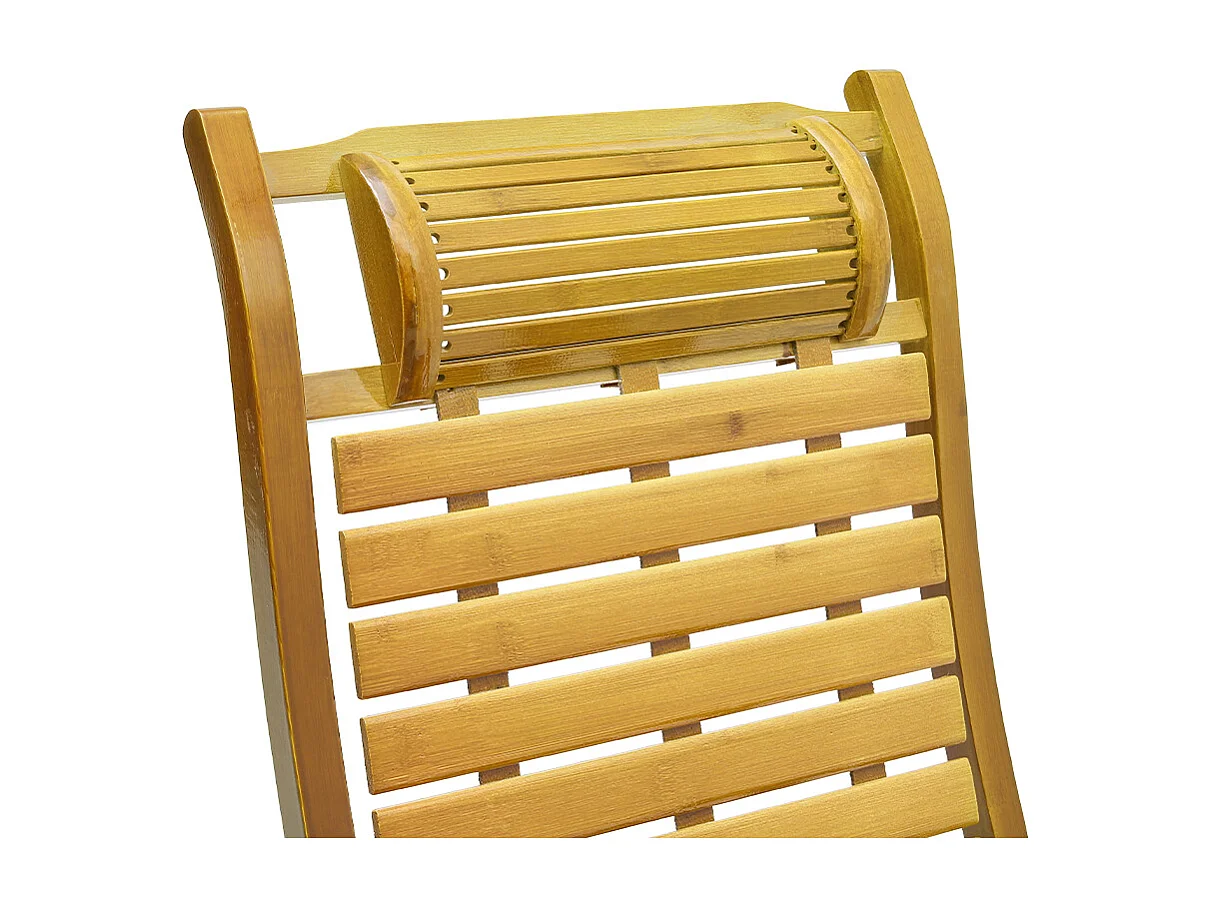 Bamboo Foldable Rocking Chair with Massage Footrest - Natural
