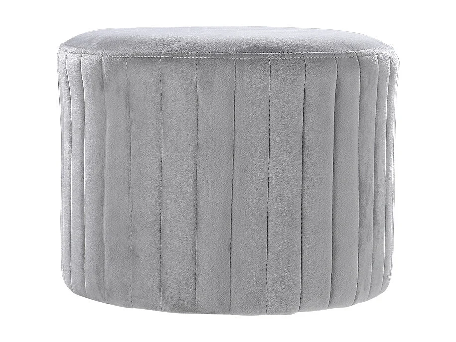 Modern Compact Grey Flannel Round Footstool