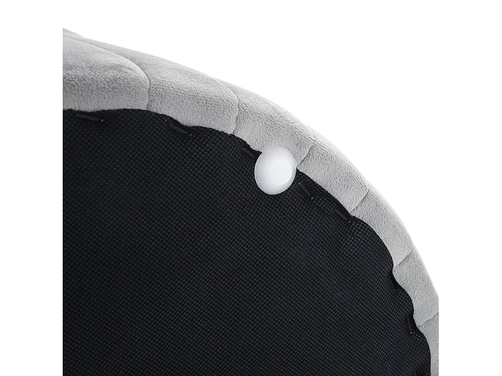 Modern Compact Grey Flannel Round Footstool