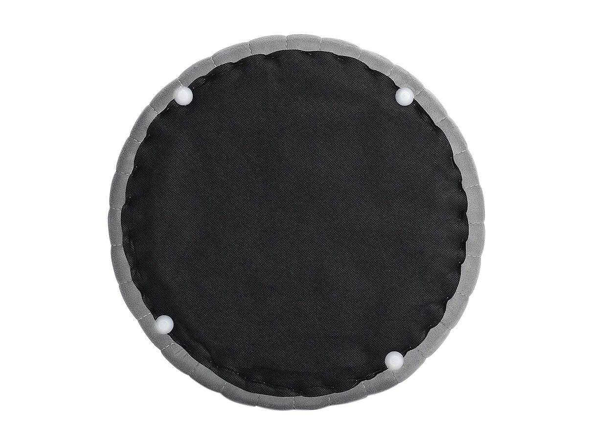 Modern Compact Grey Flannel Round Footstool