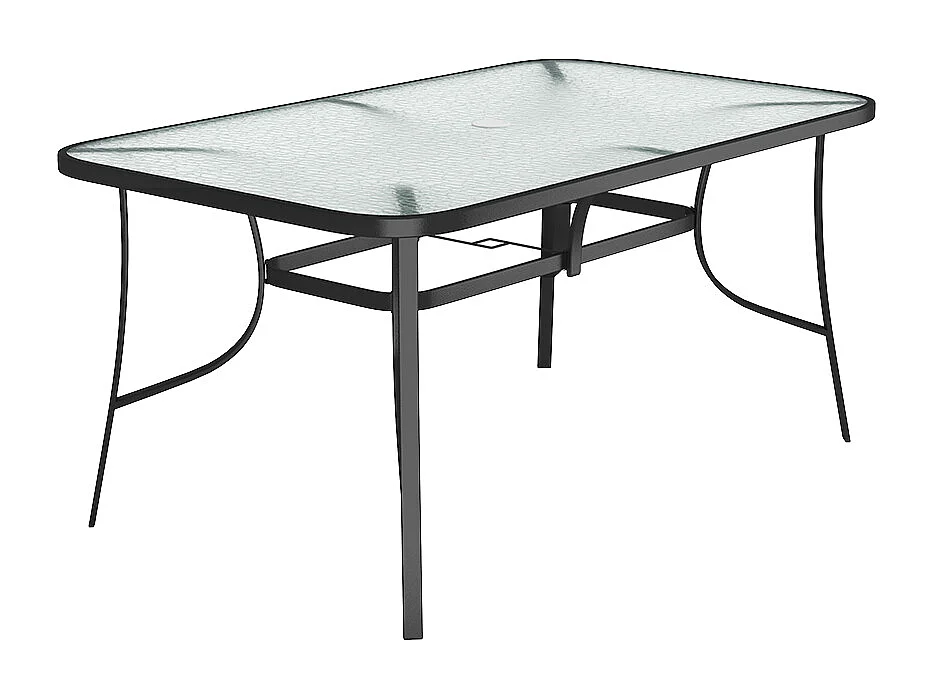 Black Outdoor Tempered Glass Table - 150cm