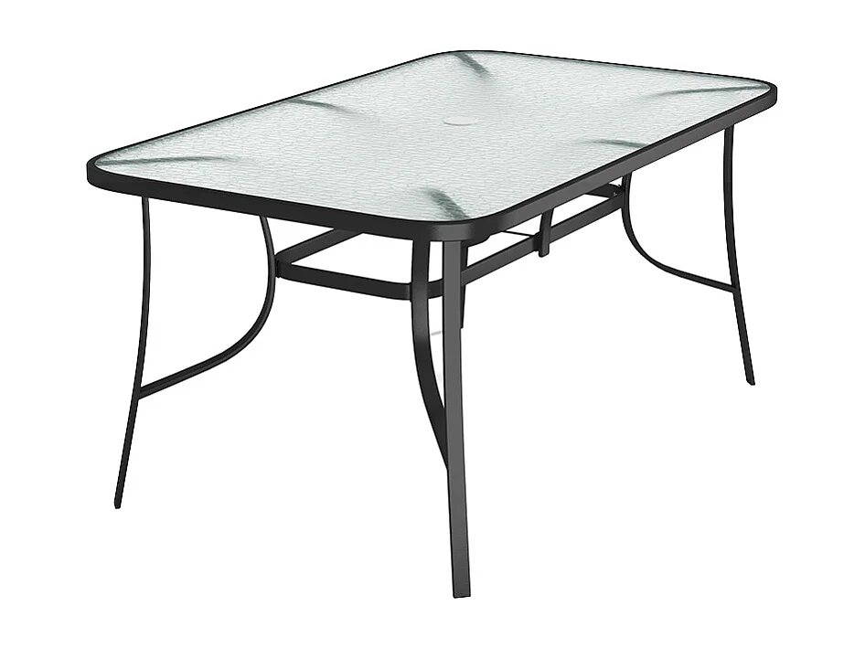 Black Outdoor Tempered Glass Table - 150cm