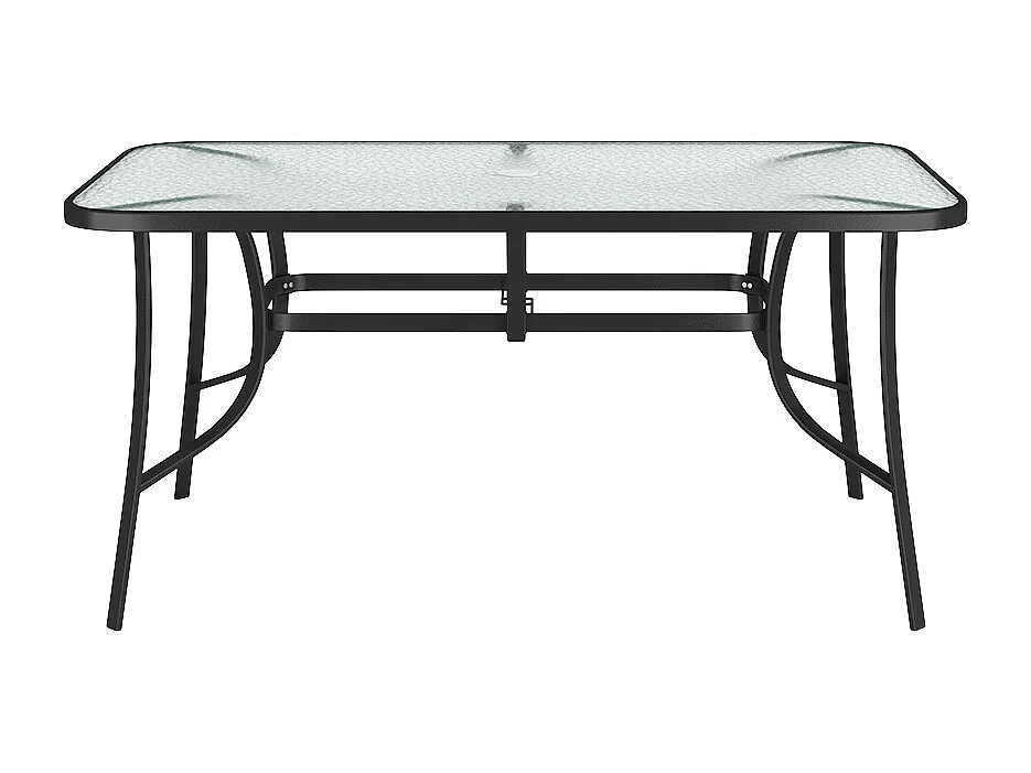 Black Outdoor Tempered Glass Table - 150cm