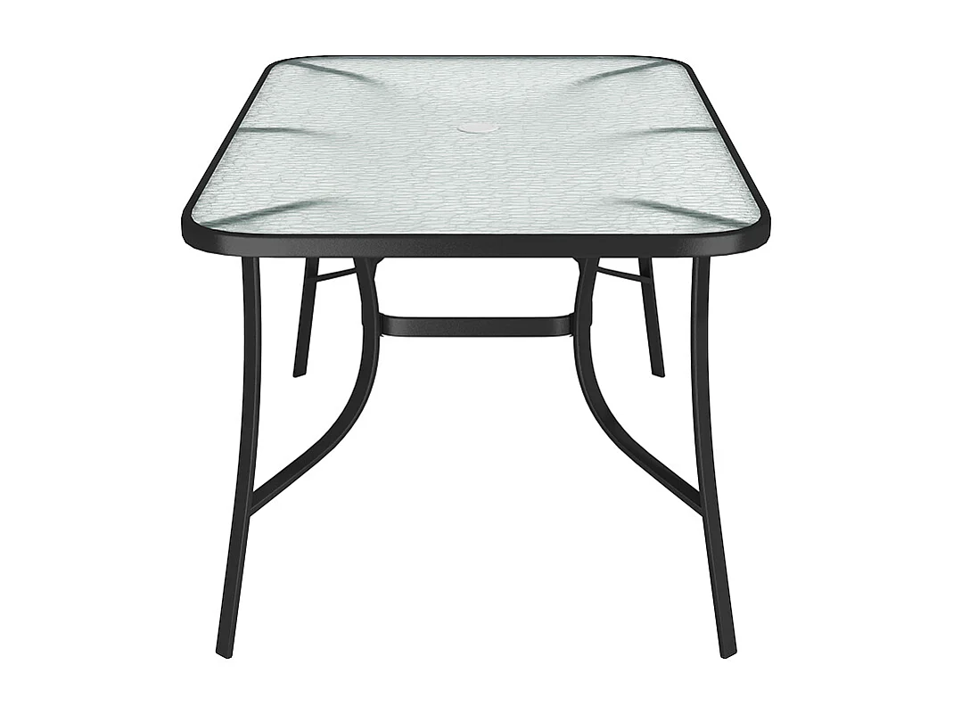 Black Outdoor Tempered Glass Table - 150cm