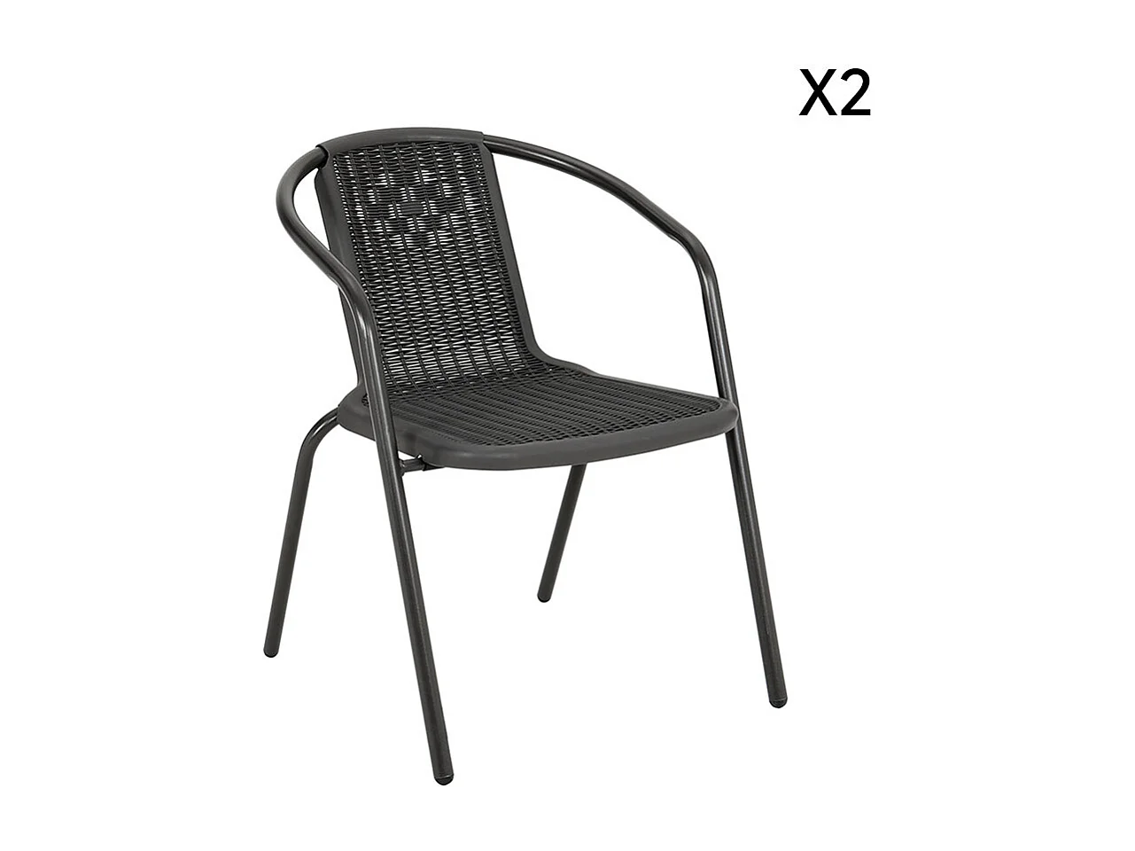 Set of 2 Stackable Outdoor Rattan Chairs