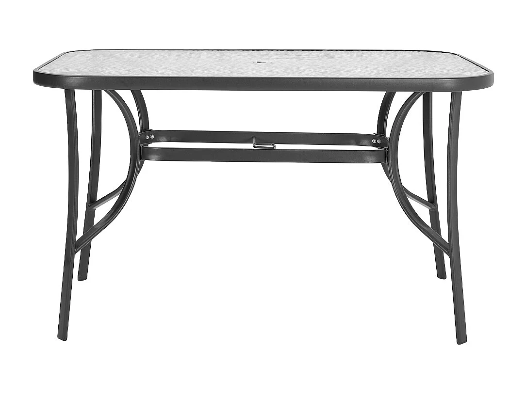 Black Outdoor Tempered Glass Table - 120cm