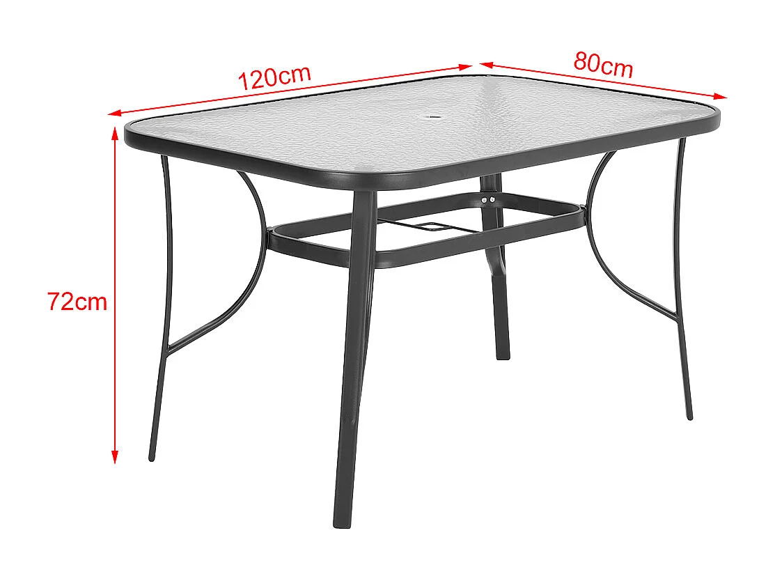 Black Outdoor Tempered Glass Table - 120cm