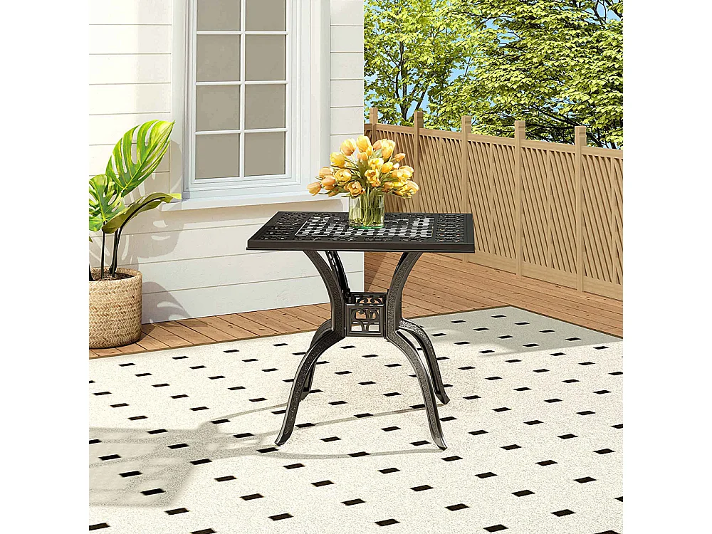 Black Cast Aluminum Square Outdoor Dining Table
