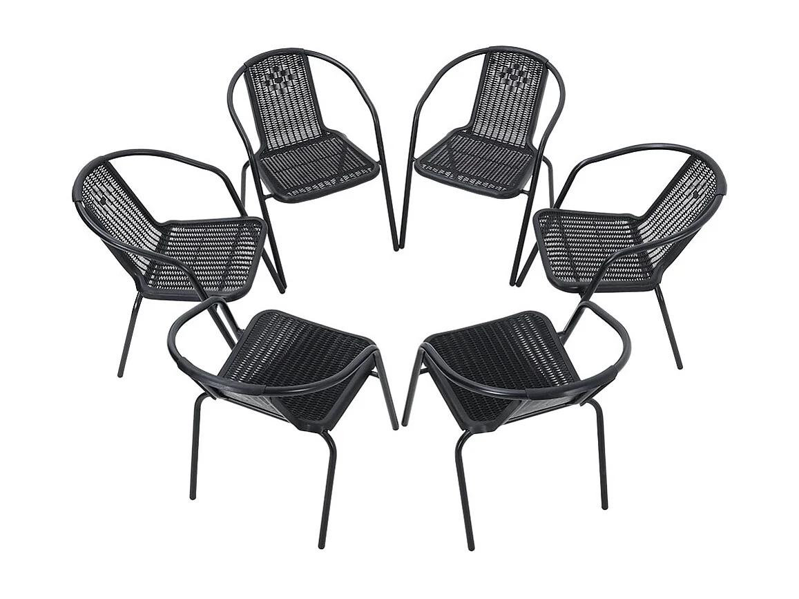 Set of 6 Stackable Outdoor Rattan Chairs