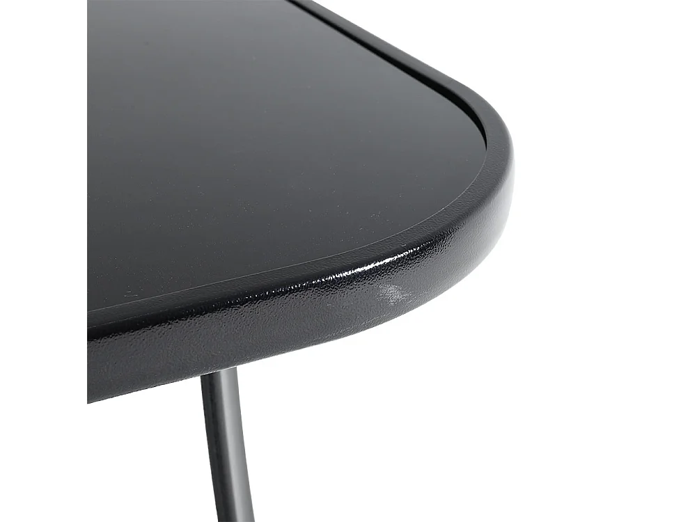 105cm Black Tempered Glass Patio Table with Parasol Hole - Square