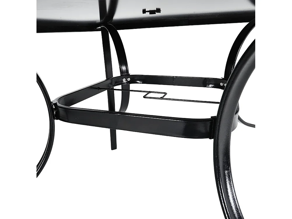 105cm Black Tempered Glass Patio Table with Parasol Hole - Square