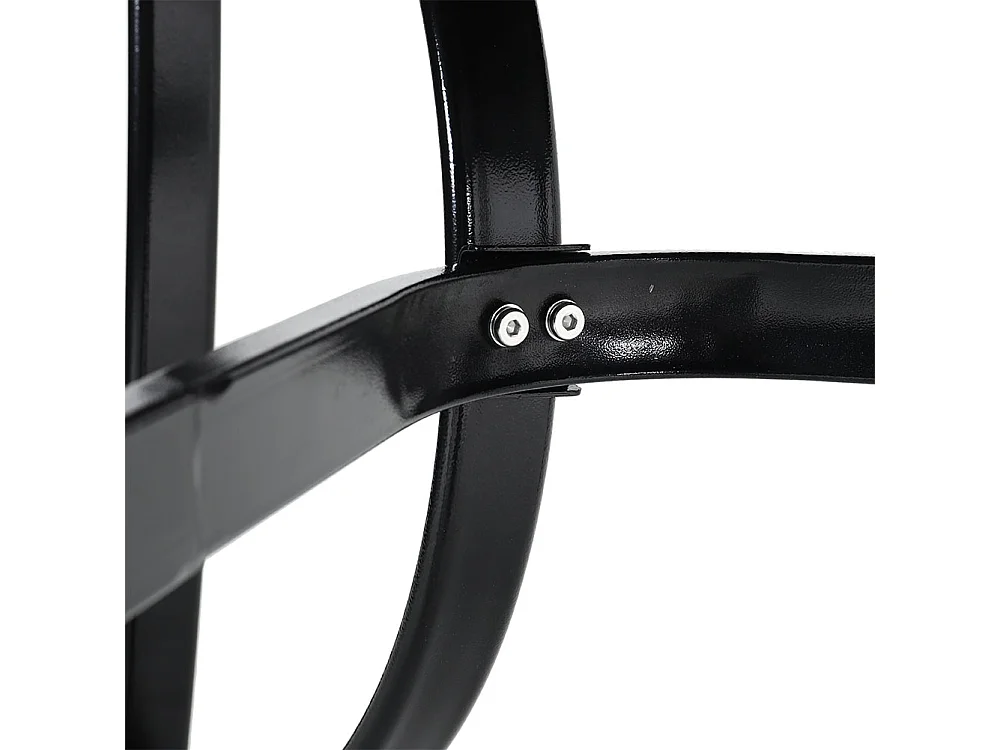 105cm Black Tempered Glass Patio Table with Parasol Hole - Square