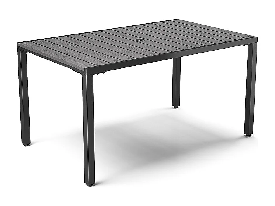150cm Grey Wood Effect Garden Dining Table with Parasol Hole