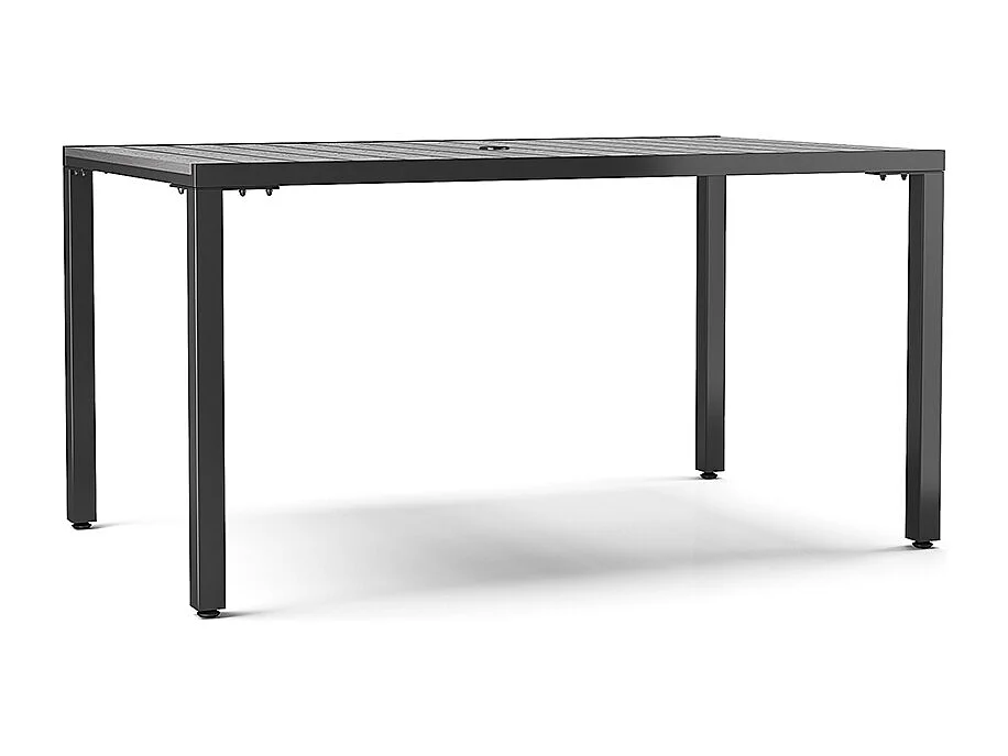 150cm Grey Wood Effect Garden Dining Table with Parasol Hole