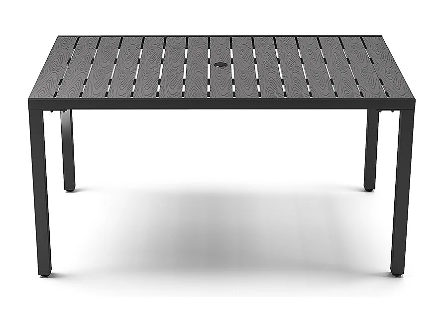 150cm Grey Wood Effect Garden Dining Table with Parasol Hole