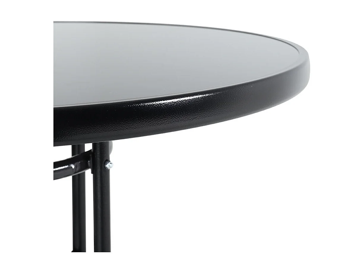 80cm Black Tempered Glass Patio Table with Parasol Hole - Round
