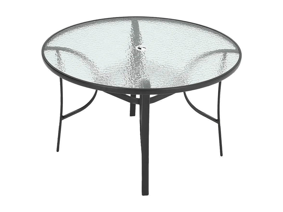 Black Outdoor Tempered Glass Table - 105cm