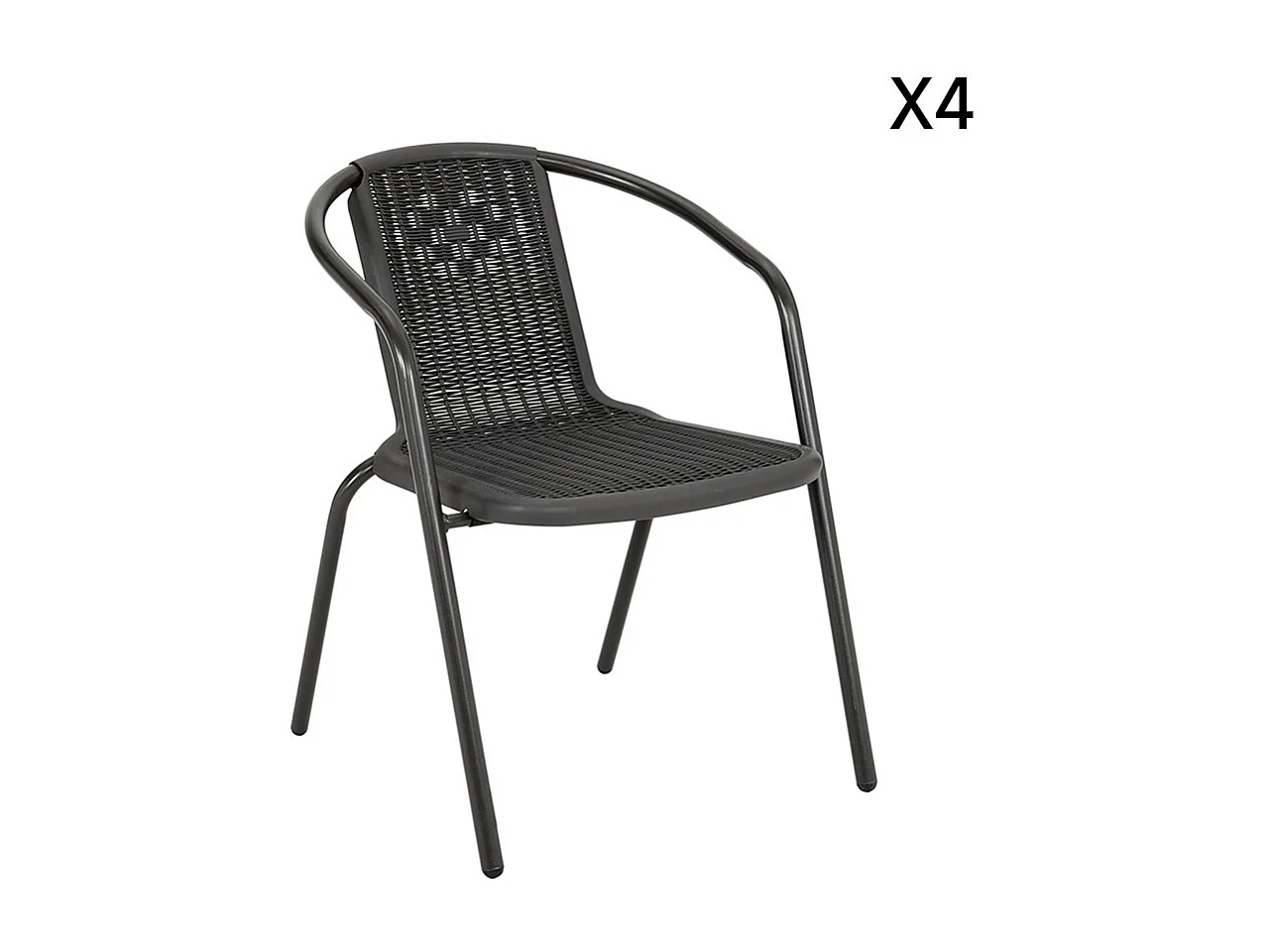 Set of 4 Stackable Outdoor Rattan Chairs