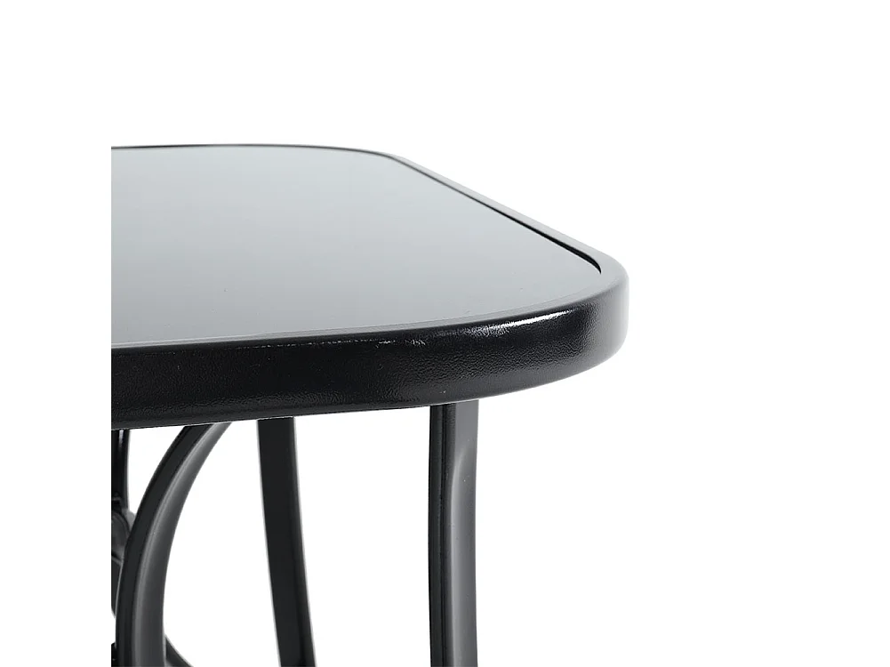 Black Glass Rectangular Patio Table with Parasol Hole - 120 x 80cm