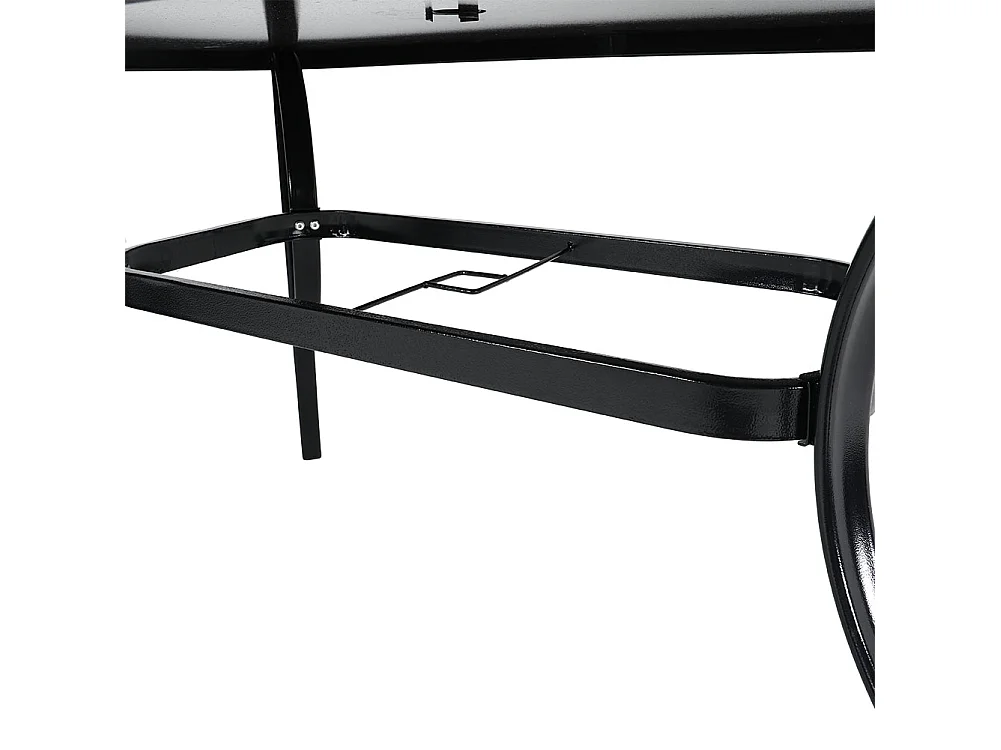 Black Glass Rectangular Patio Table with Parasol Hole - 120 x 80cm