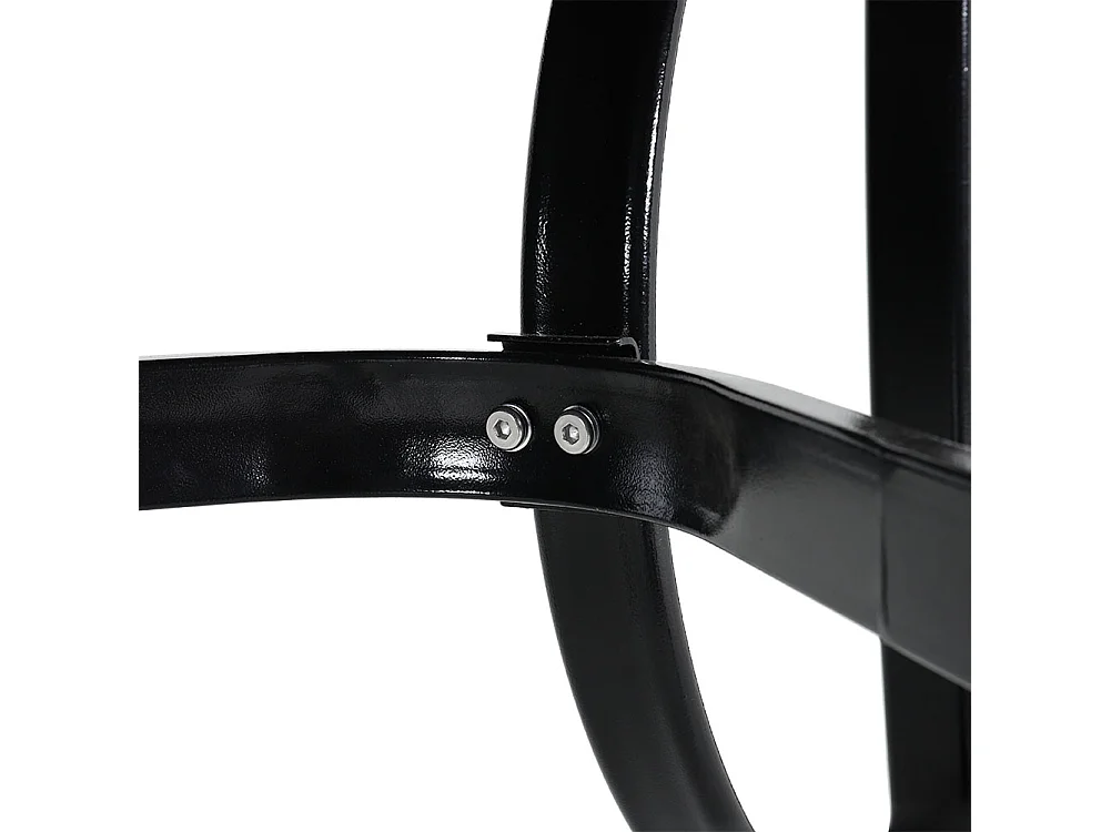 105cm Black Tempered Glass Patio Table with Parasol Hole - Round