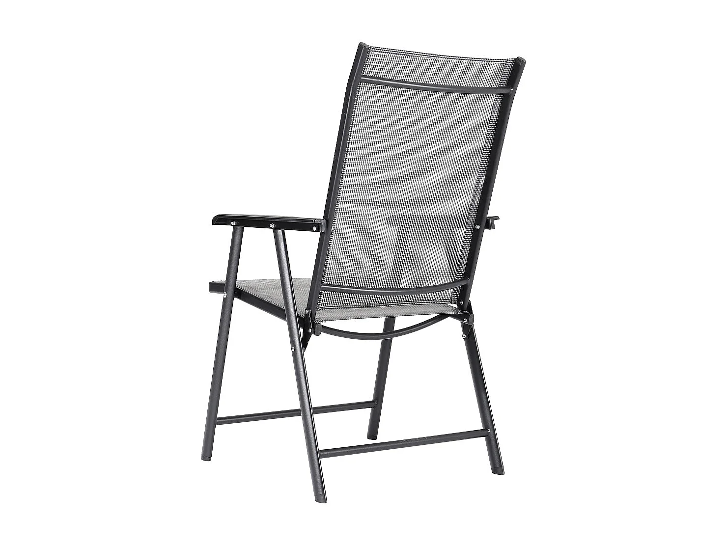 Set of 2 Black Outdoor Fabric Folding Chairs