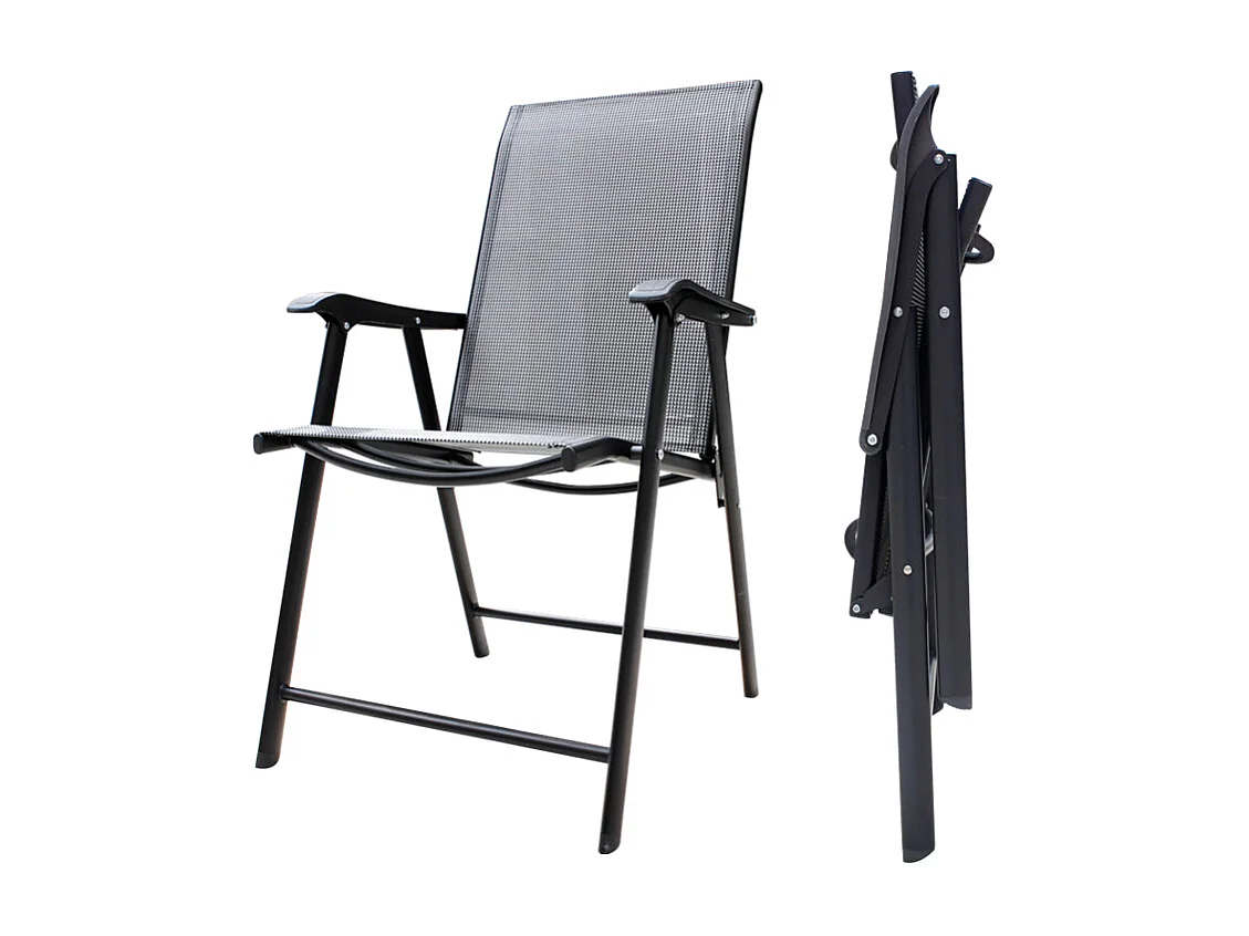 Set of 2 Black Outdoor Fabric Folding Chairs