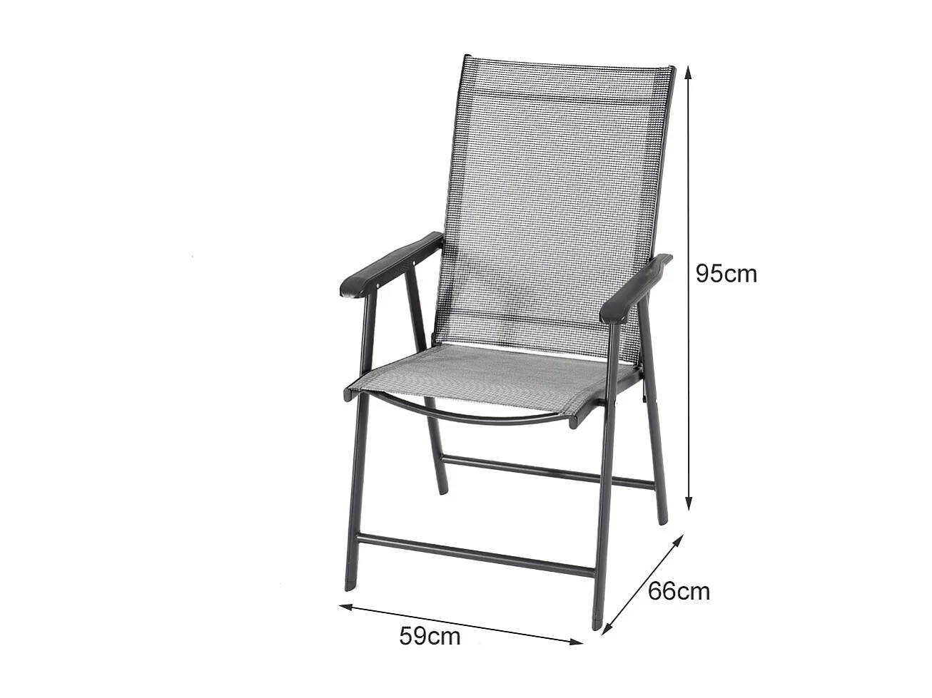 Set of 2 Black Outdoor Fabric Folding Chairs