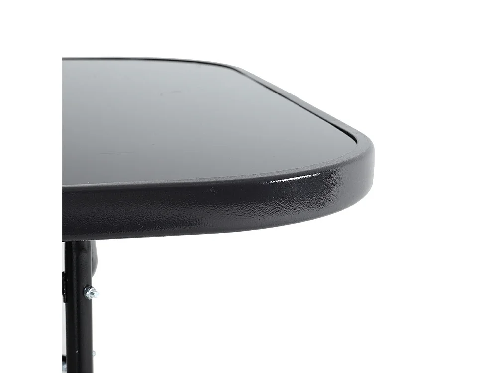 80cm Black Tempered Glass Patio Table with Parasol Hole - Square