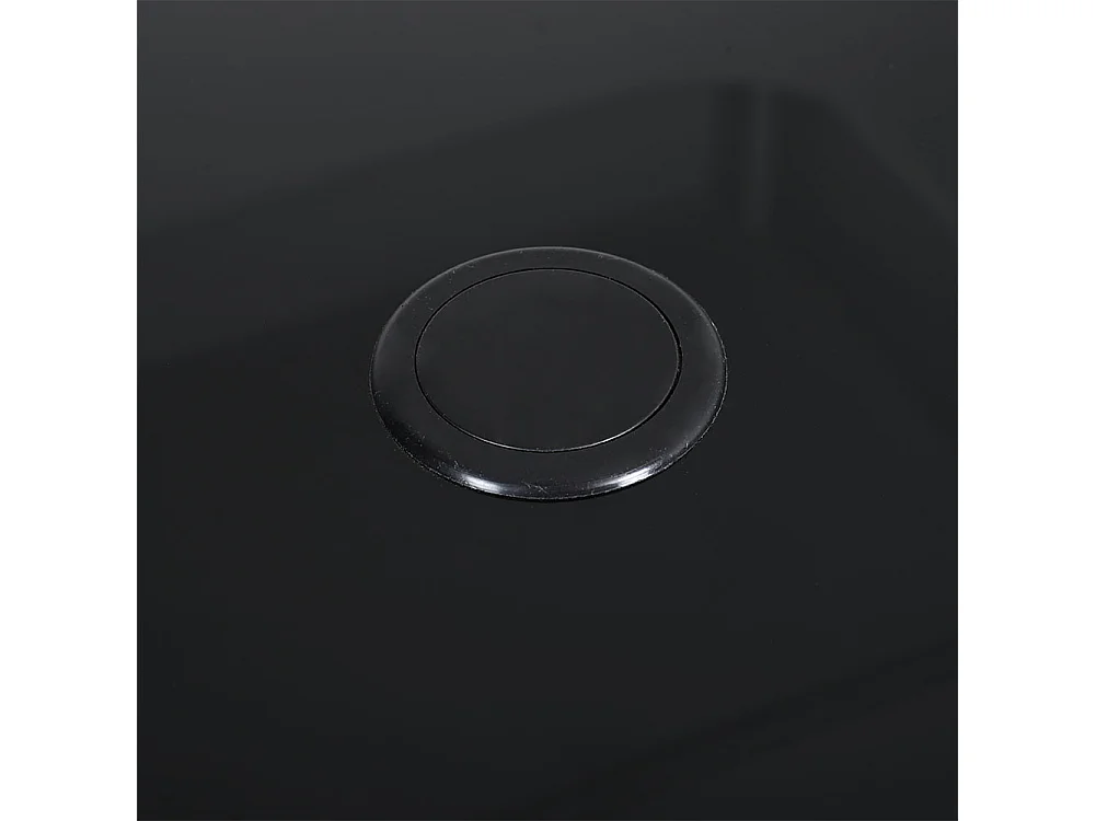 80cm Black Tempered Glass Patio Table with Parasol Hole - Square